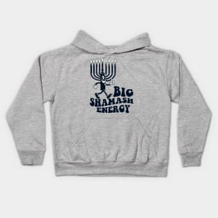 Big Shamash Energy Retro Cartoon Hanukkah Menorah Kids Hoodie